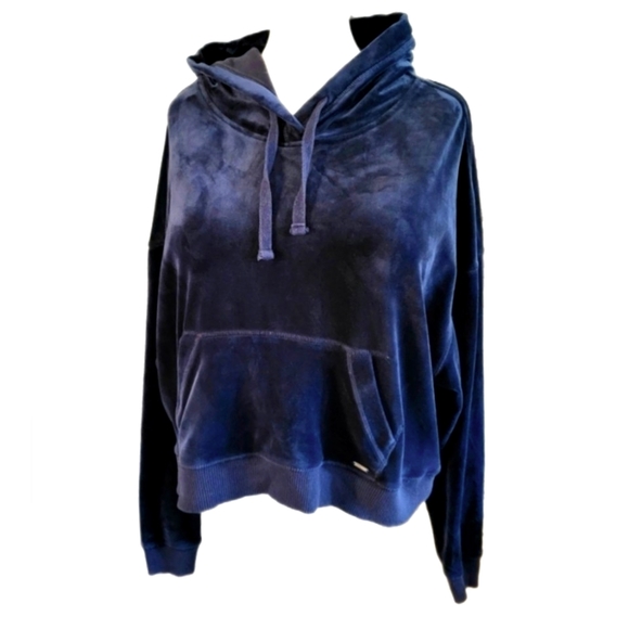 Hollister deep blue, soft velour hoodie with kangaroo pocket! Like New! Sz Lg - Picture 8 of 10